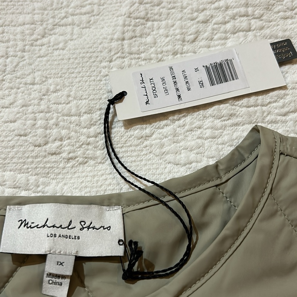 Michael Stars Sonnet Snap Front Quilted Coat. Light Olive. NWT. 1X - Picture 9 of 10